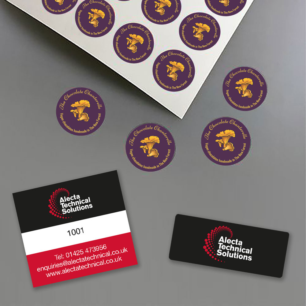 Chocolate and Commercial business product stickers